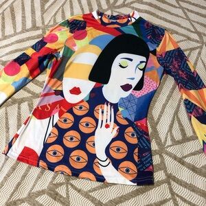 Vintage Pop Art Graphic Long Sleeve Road Bike Top